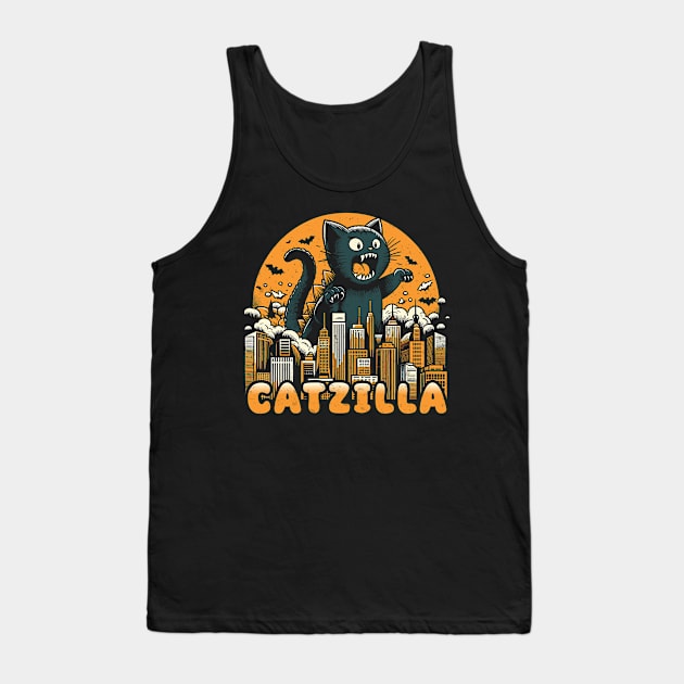 Catzilla - Funny Vintage Cat Tank Top by Trendsdk